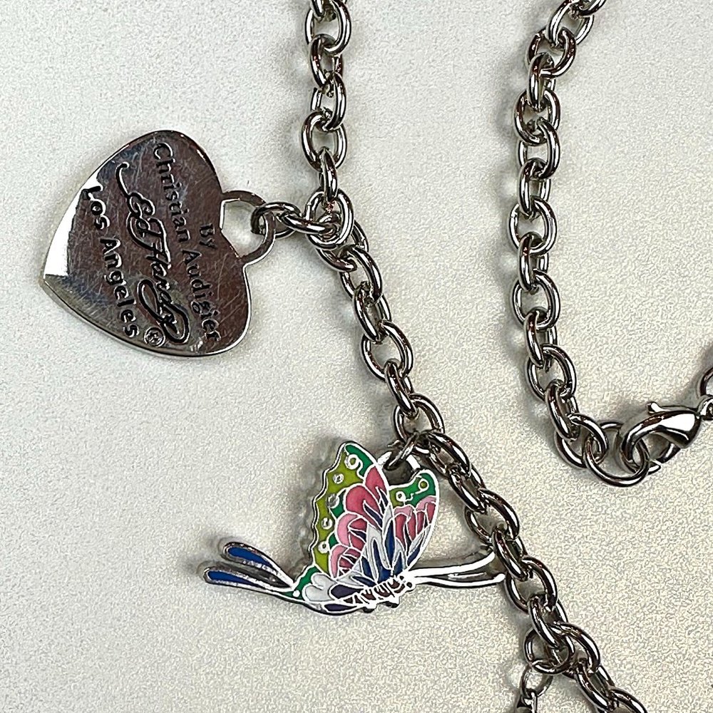 ED HARDY by Christian Audigier / VINTAGE Necklace / Triple Rose Drop Necklace - Picture 5 of 10
